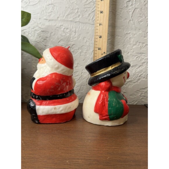 Vintage Pair Of Unused Christmas Candles ~ Santa And Snowman - Picture 4 of 5